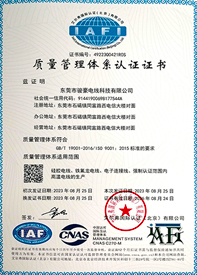 Galaxy银河国际电线ISO质量治理系统证书